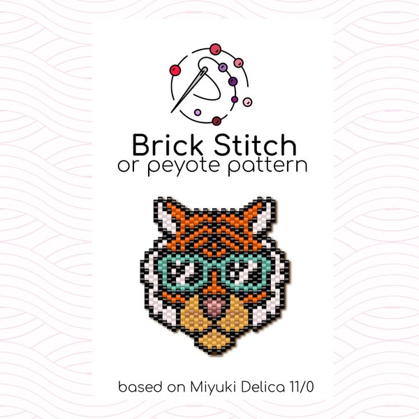 Tiger Brick Stitch Pattern - Brick or peyote stitch pattern based on Miyuki Delica seed beads