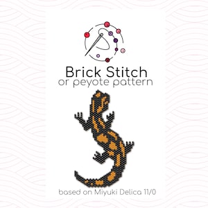 Salamander Brick Stitch Pattern - Hübsches Ziegelstein oder Peyote Stickmuster basierend auf Miyuki Delica rocailles perlen