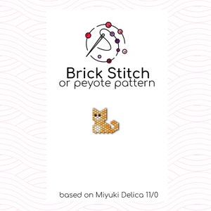Tiny Kitten Cat Brick Stitch Pattern - Brick or peyote stitch pattern based on Miyuki Delica seed beads