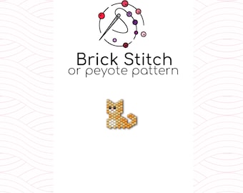 Tiny Kitten Cat Brick Stitch Pattern - Brick or peyote stitch pattern based on Miyuki Delica seed beads