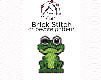 Frog Brick Stitch Pattern - Brick or peyote stitch pattern based on Miyuki Delica seed beads