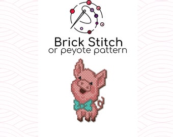 Cute Piggy Brick Stitch Pattern - Brick or peyote stitch pattern based on Miyuki Delica seed beads