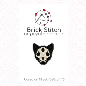 Peut inclure: Modèle de perles de chat crâne noir et blanc pour point de brique ou point de peyote utilisant des perles Miyuki Delica 11/0.