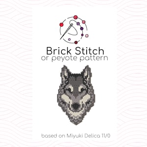 Wolf Brick Stitch Pattern - Brick or peyote stitch pattern based on Miyuki Delica seed beads