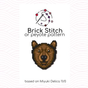 Brown Bear Brick Stitch Pattern - Brick or peyote stitch pattern based on Miyuki Delica seed beads