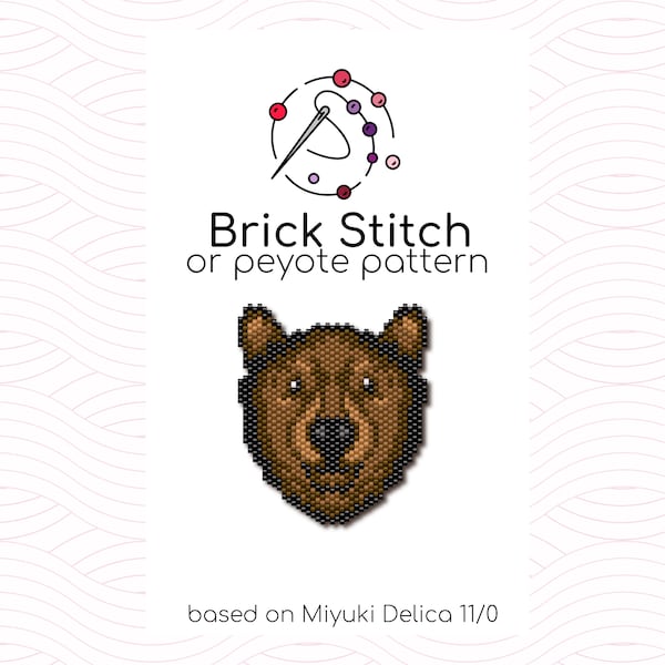 Brown Bear Brick Stitch Pattern - Brick or peyote stitch pattern based on Miyuki Delica seed beads