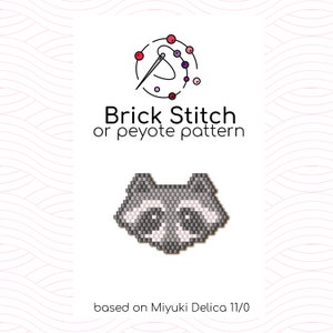 May include: A beading pattern for a raccoon face using brick stitch or peyote stitch. The pattern is based on Miyuki Delica 11/0 beads.