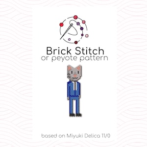 Joseph the Office Cat Brick Stitch Pattern - Brick or peyote stitch pattern based on Miyuki Delica seed beads