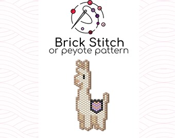 Llama Brick Stitch Pattern - Brick or peyote stitch pattern based on Miyuki Delica seed beads