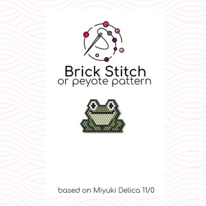 Tiny Green Frog Brick Stitch Pattern - Brick or peyote stitch pattern based on Miyuki Delica seed beads