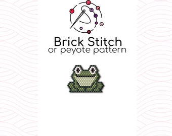 Tiny Green Frog Brick Stitch Pattern - Brick or peyote stitch pattern based on Miyuki Delica seed beads