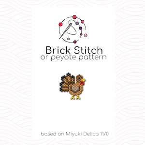 Tiny Turkey Brick Stitch Pattern - Brick or peyote stitch pattern based on Miyuki Delica seed beads