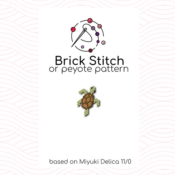 Tiny Sea Turtle Brick Stitch Pattern - Brick or peyote stitch pattern based on Miyuki Delica seed beads