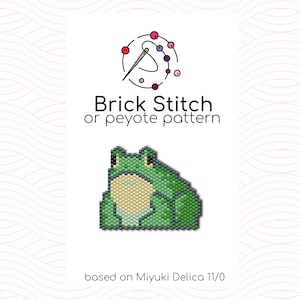 Green Toad Brick Stitch Pattern - Brick or peyote stitch pattern based on Miyuki Delica seed beads