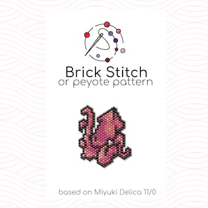 Squid Brick Stitch Pattern - Brick or peyote stitch pattern based on Miyuki Delica seed beads