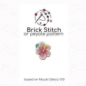 Small Hibiscus Brick Stitch Pattern - Brick or peyote stitch pattern based on Miyuki Delica seed beads