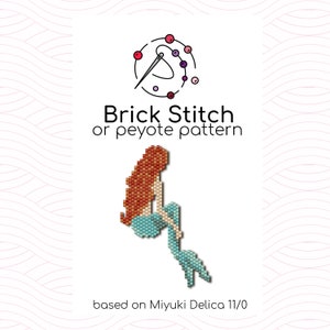 Mermaid Brick Stitch Pattern - Brick or peyote stitch pattern based on Miyuki Delica seed beads