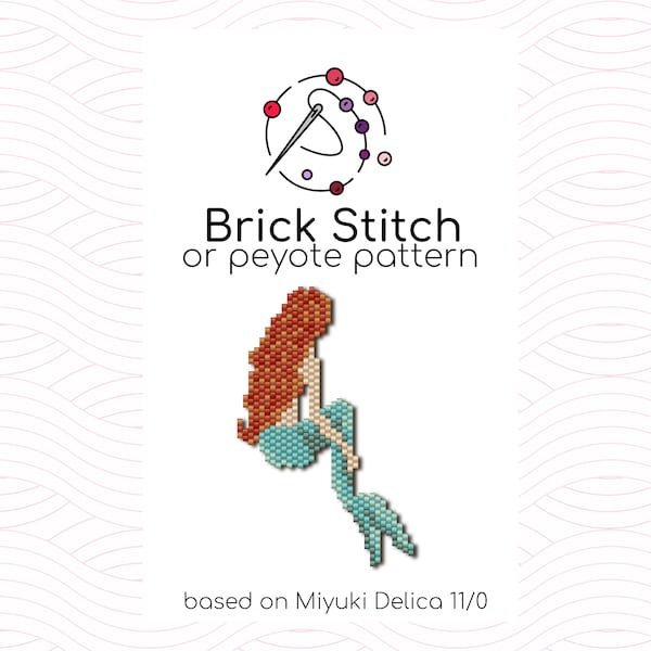 Mermaid Brick Stitch Pattern - Brick or peyote stitch pattern based on Miyuki Delica seed beads