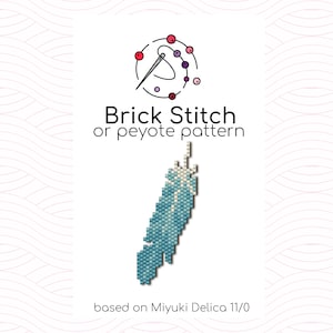 Blue Feather Brick Stitch Pattern - Brick or peyote stitch pattern based on Miyuki Delica seed beads