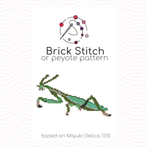 Mantis Brick Stitch Pattern - Brick or peyote stitch pattern based on Miyuki Delica seed beads