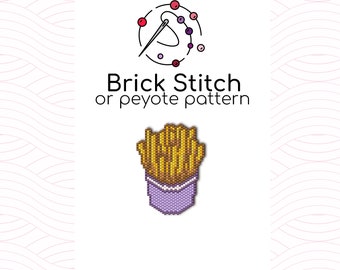 French Fries Brick Stitch Pattern - Brick or peyote stitch pattern based on Miyuki Delica seed beads