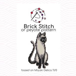 Large Thai Cat Brick Stitch Pattern - Brick or peyote stitch pattern based on Miyuki Delica seed beads