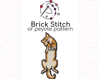 Playful Doggy Brick Stitch Pattern - Brick or peyote stitch pattern based on Miyuki Delica seed beads