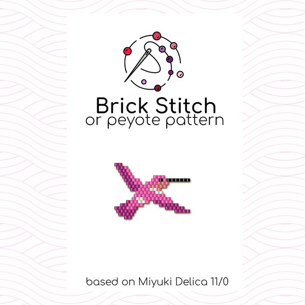 Tiny Hummingbird Brick Stitch Pattern - Brick or peyote stitch pattern based on Miyuki Delica seed beads