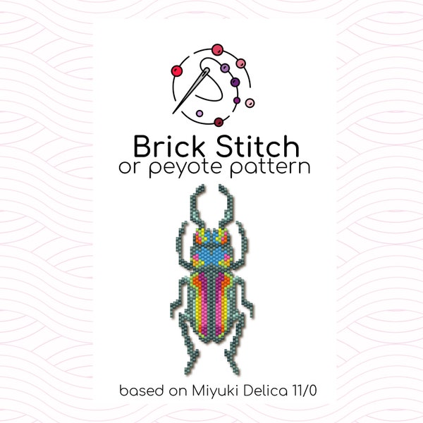 Sparkling Bug Brick Stitch Pattern - Brick or peyote stitch pattern based on Miyuki Delica seed beads