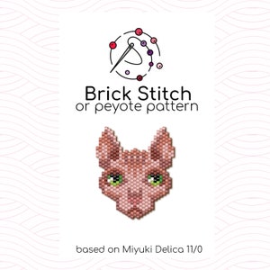 Sphynx Cat Brick Stitch Pattern - Brick or peyote stitch pattern based on Miyuki Delica seed beads