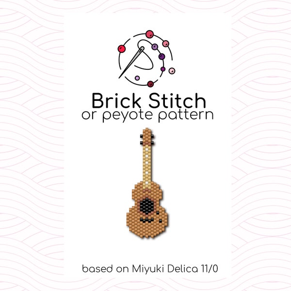 Petite guitare acoustique Brick Stitch Pattern - Modèle de point brick ou peyotl à base de perles de rocaille Miyuki Delica