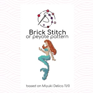 Mermaid Brick Stitch Pattern - Brick or peyote stitch pattern based on Miyuki Delica seed beads