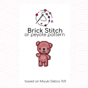 Lovely Teddy Bear Brick Stitch Pattern - Brick or peyote stitch pattern based on Miyuki Delica seed beads