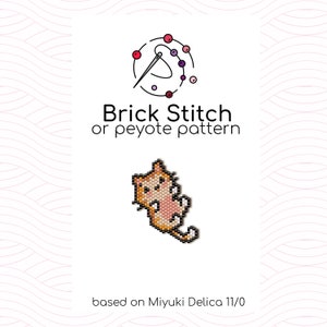 Playing Kitten Brick Stitch Pattern - Brick or peyote stitch pattern based on Miyuki Delica seed beads