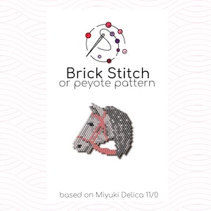 Grey Horse Brick Stitch Pattern - Brick or peyote stitch pattern based on Miyuki Delica seed beads