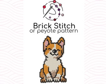 Corgi Puppy Brick Stitch Pattern - Brick or peyote stitch pattern based on Miyuki Delica seed beads