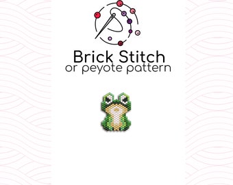 Small Frog Brick Stitch Pattern - Brick or peyote stitch pattern based on Miyuki Delica seed beads