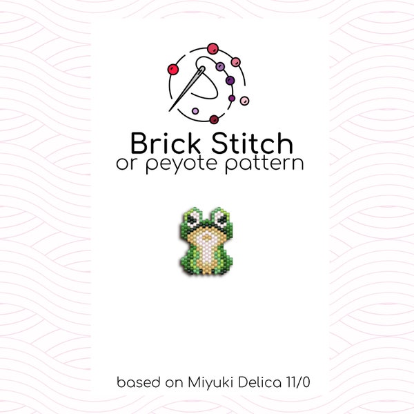 Small Frog Brick Stitch Pattern - Brick or peyote stitch pattern based on Miyuki Delica seed beads