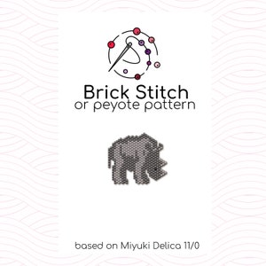 May include: A gray rhinoceros bead sprite pattern for brick stitch or peyote stitch using Miyuki Delica 11/0 beads.