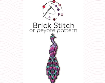 Fantasy Peacock Brick Stitch Pattern - Brick or peyote stitch pattern based on Miyuki Delica seed beads