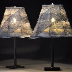 Striped Coolie (Pair) - Table Lamps, Unique, Handmade