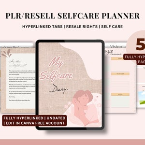 PLR Resell Self Care Planner PLR Digital Planner, PLR templates, Canva Templates Self Care Plr Canva Editable Plr Template