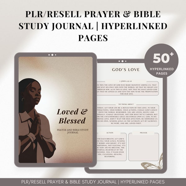PLR Prayer Journal, Bible Journal, PLR, Resell, Hyperlinked Bible Study Guide, Digital Journaling Bible, Canva Journal Template