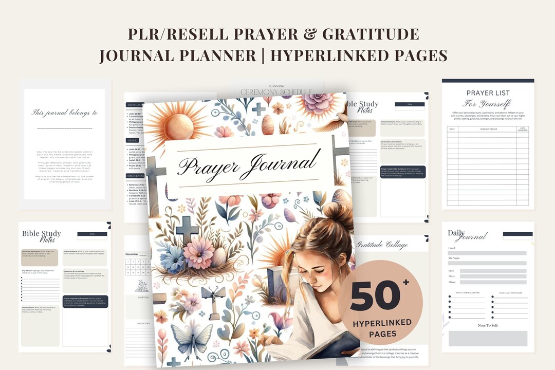 PLR Prayer Journal Template Digital Bible Study Guide Journal ...