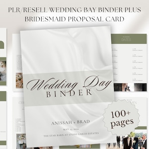 PLR/Resell The Ultimate Wedding Day Binder Template + Bridesmaid Proposal Template | Wedding Checklist | Hyperlinked Digital Planner