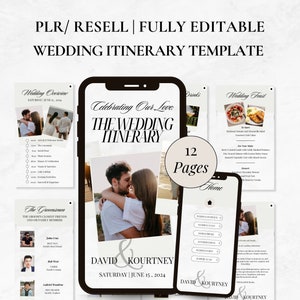 Canva Wedding Itinerary Template PLR Wedding Party Timeline Bridal Party Digital Itinerary Wedding Weekend Timeline Template