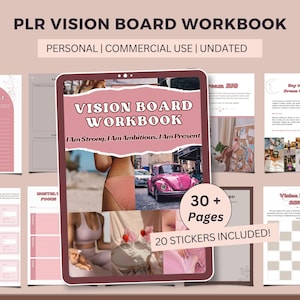 Digital Vision Board Kit 2025 Manifestatiedagboek luxe Vision Board-sjabloon Black Girl Vision Board PLR afdrukbaar doel werkboek