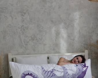 Japanese Anime Cat Dakimakura – Double-Sided Body Pillow for Cat Lovers, Perfect for Hugging and Themed Room Decor, Cat Lovers Gift
