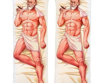 Psychology Gifts Sigmund Freud Dakimakura Pillow - Double-Sided Body Pillow for Cuddling, Decorative Pillow for Fans or Funny 30th birthday
