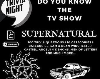 Trivia sobrenatural, cuestionario, noche de trivia, noche de juegos, juego de fiesta, Sam y Dean Winchester Brothers